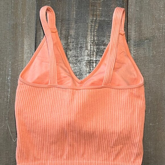 Wishlist Ribbed Coral Crop Top Bralette M/L | Stretchy Soft Lounge Tank - Picture 11 of 16